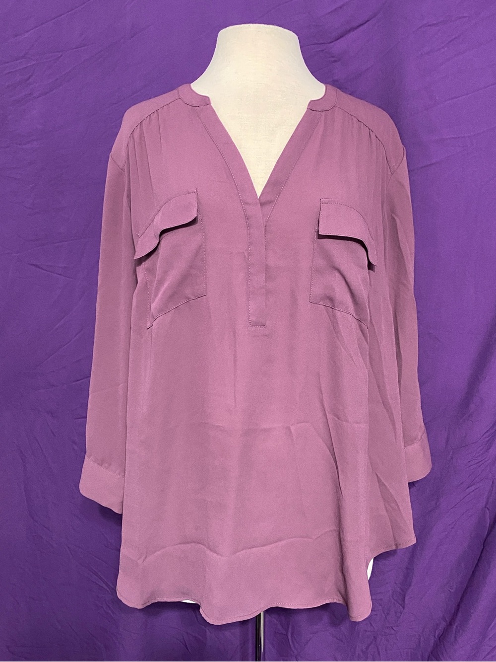 torrid Harper Mauve Split-Neck Utility Tunic with Flap Pockets. Size 2X.